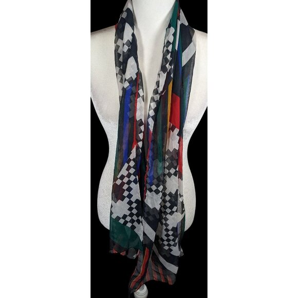 Vintage The Limited Rainbow Geometric Lightweight Scarf - Picture 4 of 10